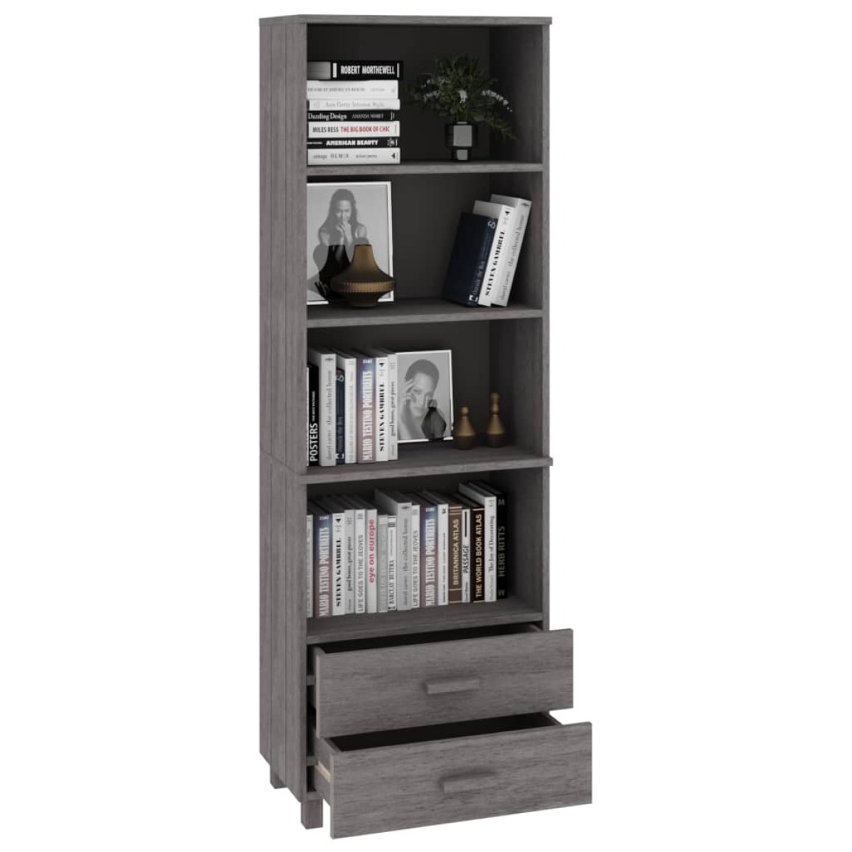 vidaXL Ντουλάπι HAMAR Αν. Γκρι 60 x 35 x 180 εκ Μασίφ Ξύλο Πεύκου