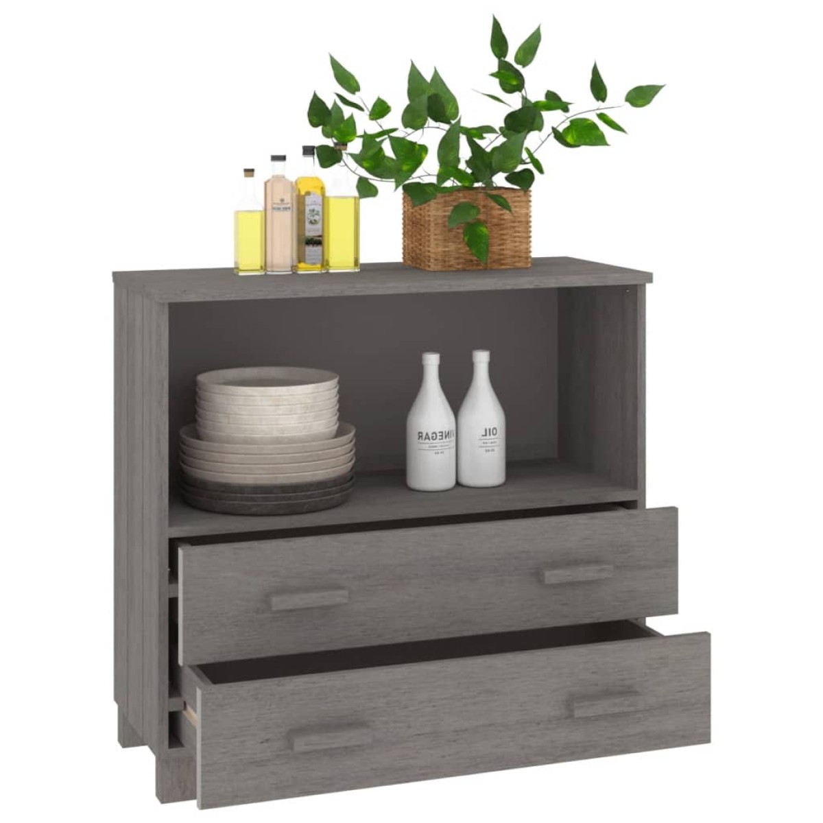 vidaXL Ντουλάπι HAMAR Αν. Γκρι 85 x 35 x 80 εκ. από Μασίφ Ξύλο Πεύκου