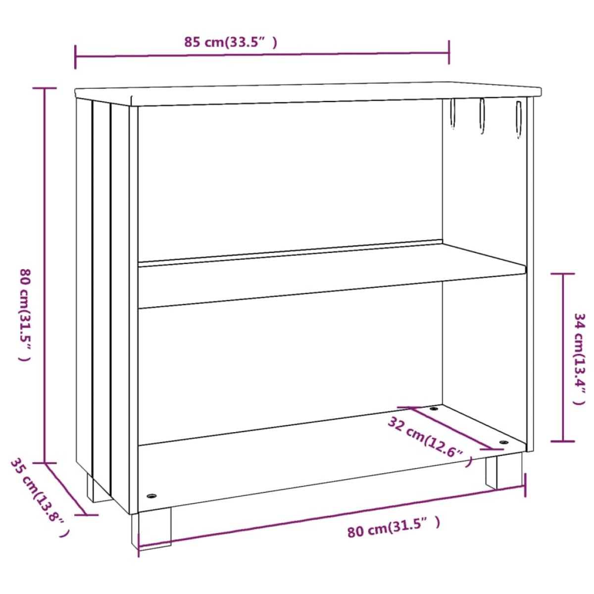 vidaXL Ντουλάπι HAMAR Σκ. Γκρι 85 x 35 x 80 εκ. από Μασίφ Ξύλο Πεύκου