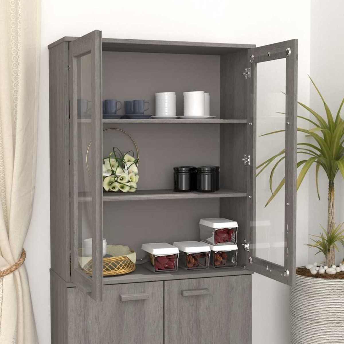 vidaXL Πάνω Μέρος Ντουλαπιού HAMAR Αν. Γκρι 85x35x100 εκ. Μασίφ Πεύκο