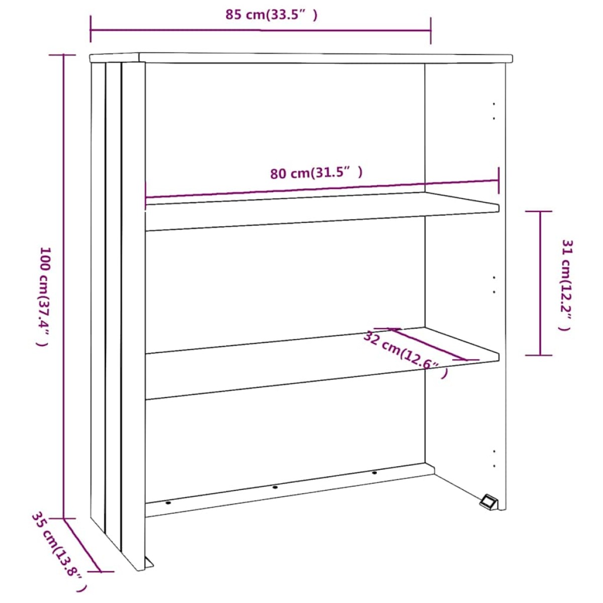 vidaXL Πάνω Μέρος Ντουλαπιού HAMAR Λευκό 85x35x100 εκ. Μασίφ Πεύκο