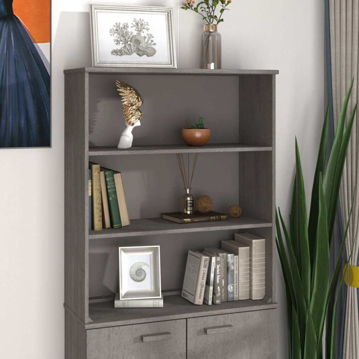 vidaXL Πάνω Μέρος Ντουλαπιού HAMAR Αν. Γκρι 85x35x100 εκ. Μασίφ Πεύκο