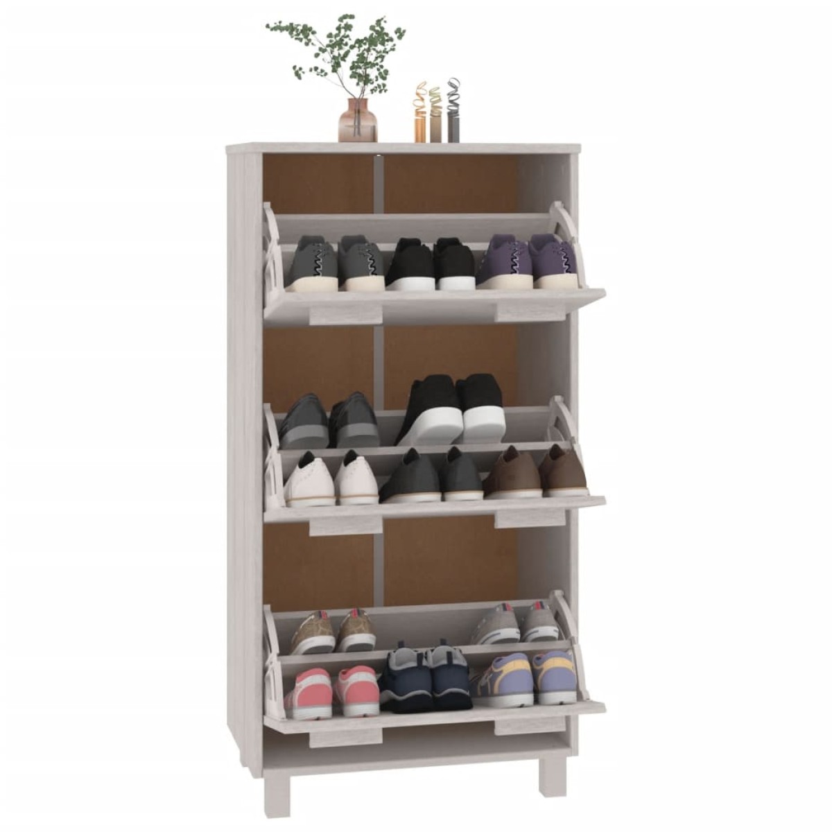 vidaXL Παπουτσοθήκη HAMAR Λευκή 59,5x35x117 εκ. από Μασίφ Ξύλο Πεύκου