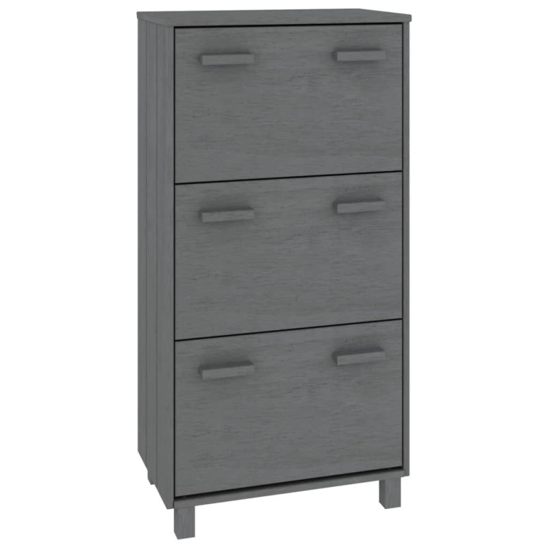 vidaXL Παπουτσοθήκη HAMAR Σκ. Γκρι 59,5x35x117 εκ. Μασίφ Ξύλο Πεύκου