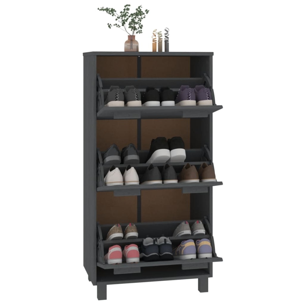 vidaXL Παπουτσοθήκη HAMAR Σκ. Γκρι 59,5x35x117 εκ. Μασίφ Ξύλο Πεύκου