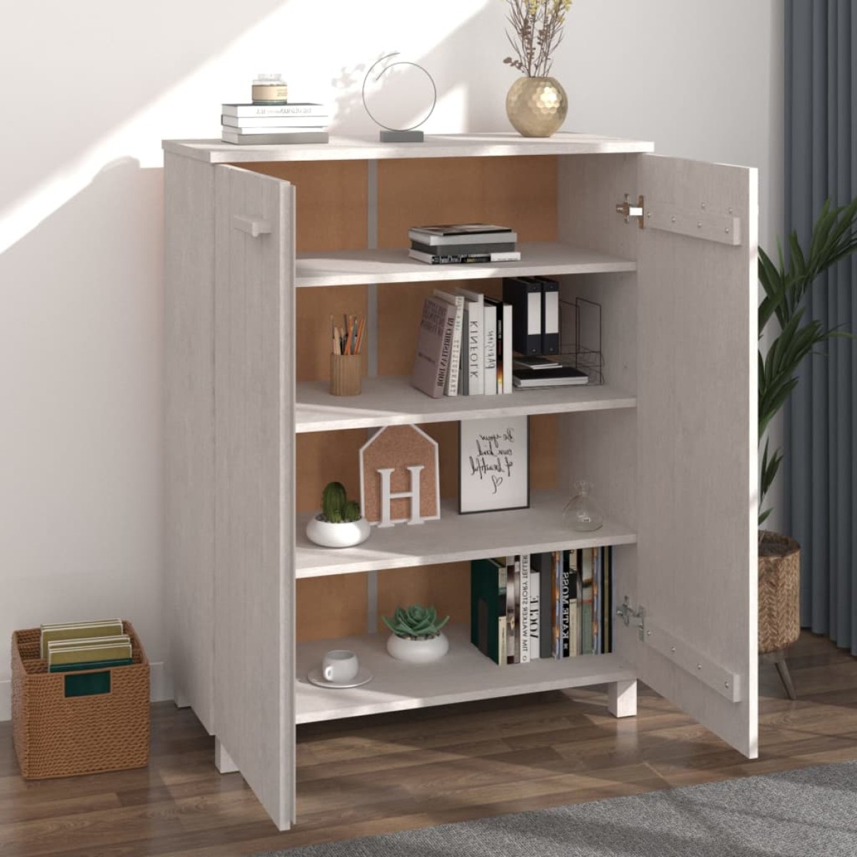 vidaXL Παπουτσοθήκη HAMAR Λευκή 85x40x108 εκ. από Μασίφ Ξύλο Πεύκου