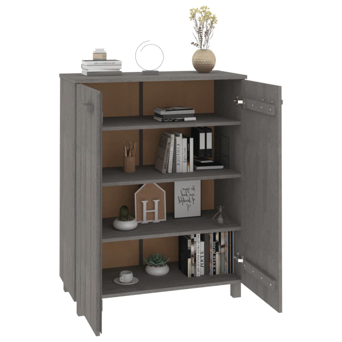 vidaXL Παπουτσοθήκη HAMAR Αν. Γκρι 85x40x108 εκ. Μασίφ Ξύλο Πεύκου