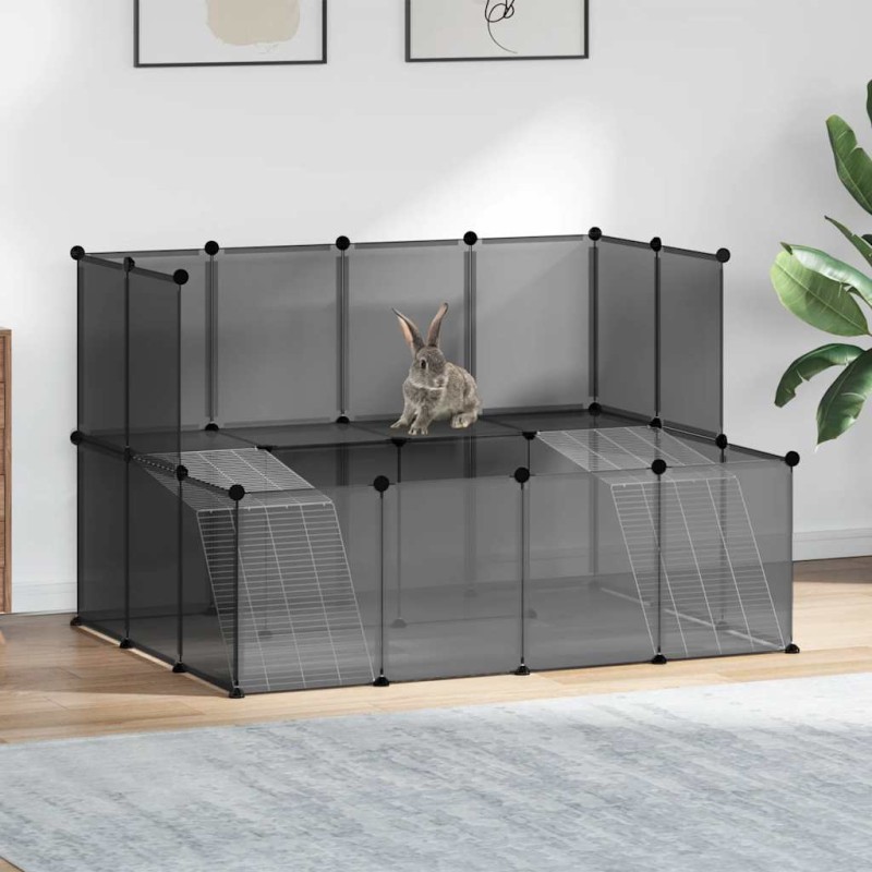 vidaXL Κλουβί Μικρών Ζώων Μαύρο 143x107x93 εκ. Πολυπροπυλένιο & Ατσάλι