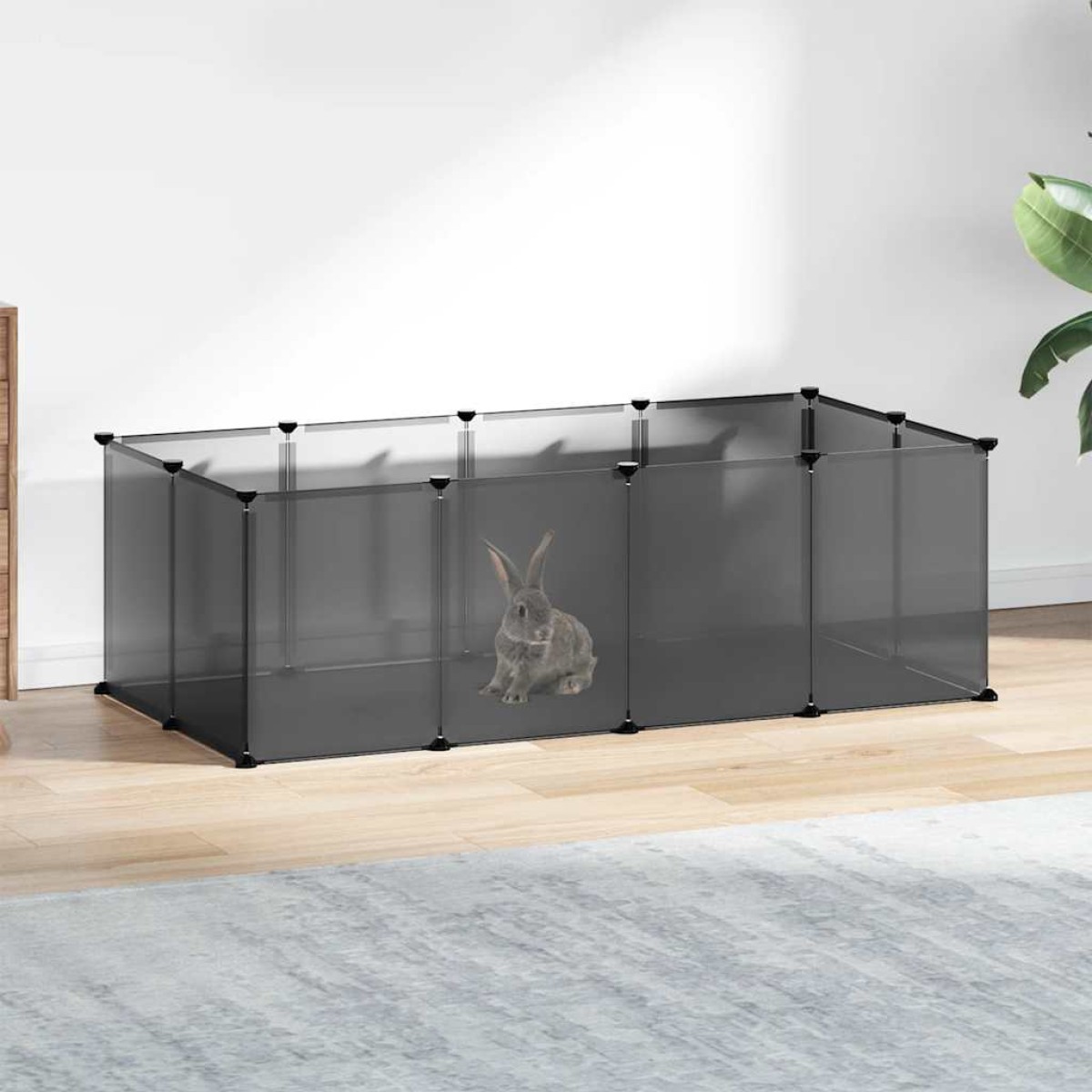 vidaXL Κλουβί Μικρών Ζώων Μαύρο 144x74x46,5 εκ. Πολυπροπυλένιο/Ατσάλι