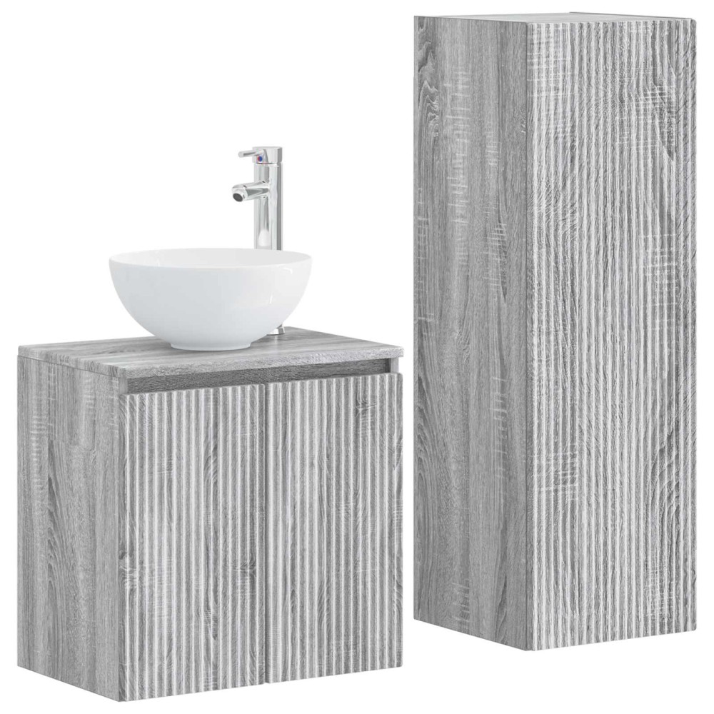 vidaXL Σετ Επίπλων Μπάνιου 2 τμχ. Γκρι Sonoma 33 x 34,5 x 100 εκ