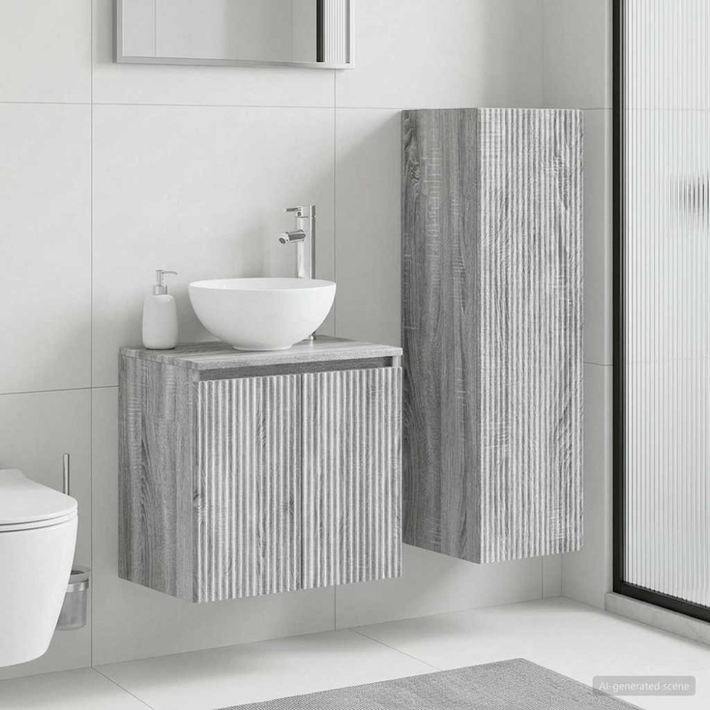 vidaXL Σετ Επίπλων Μπάνιου 2 τμχ. Γκρι Sonoma 33 x 34,5 x 100 εκ