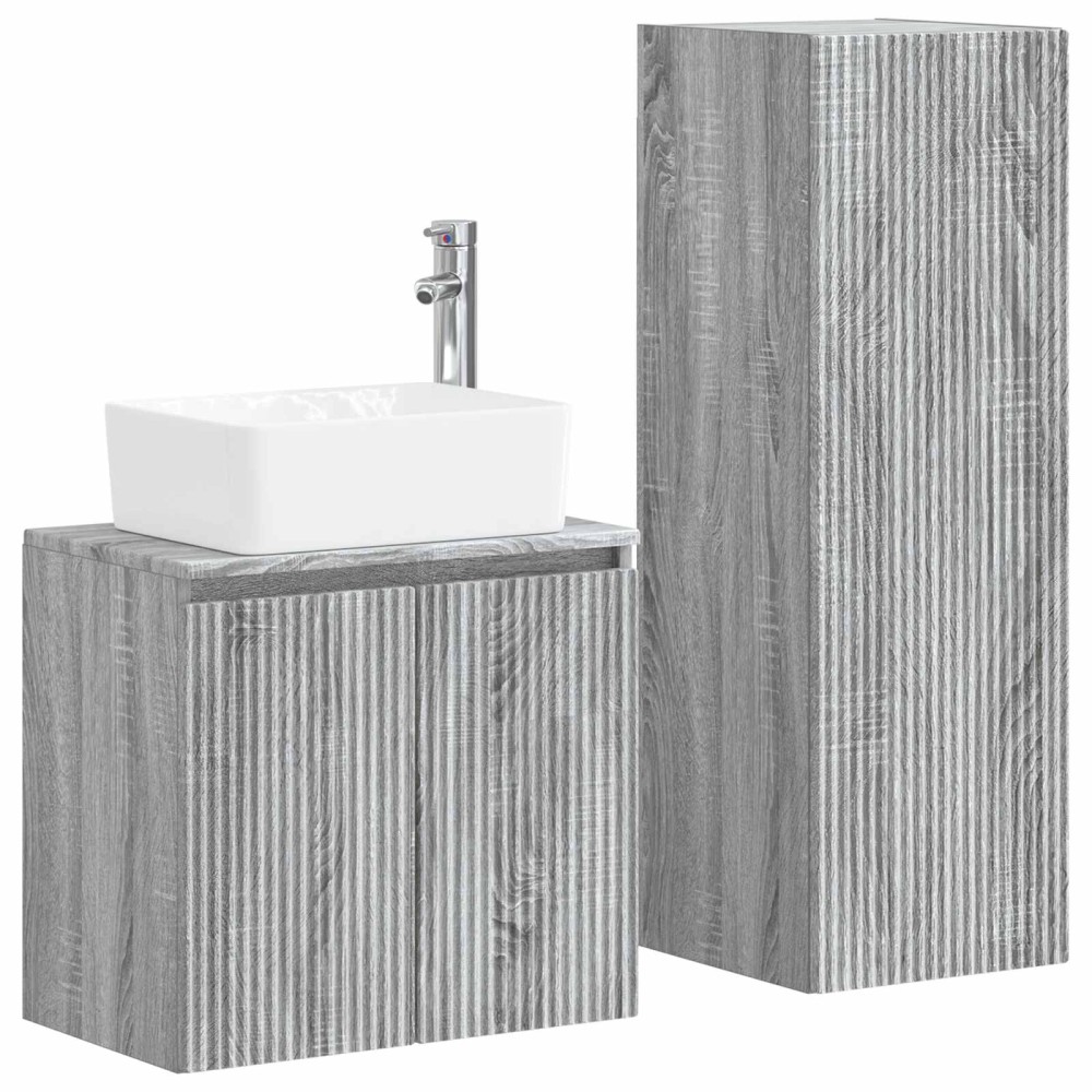 vidaXL Σετ Επίπλων Μπάνιου 2 τμχ. Γκρι Sonoma 33 x 34,5 x 100 εκ