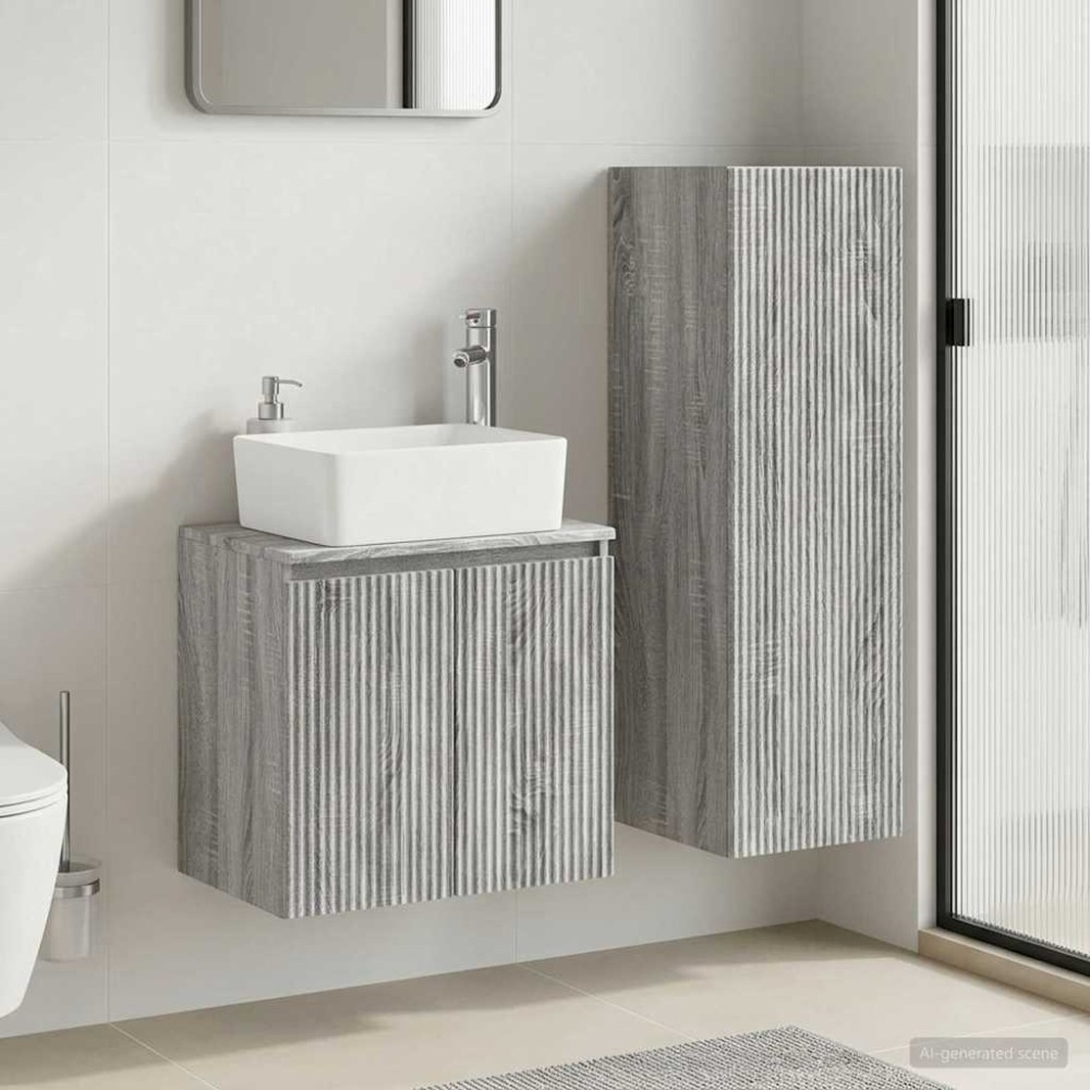 vidaXL Σετ Επίπλων Μπάνιου 2 τμχ. Γκρι Sonoma 33 x 34,5 x 100 εκ