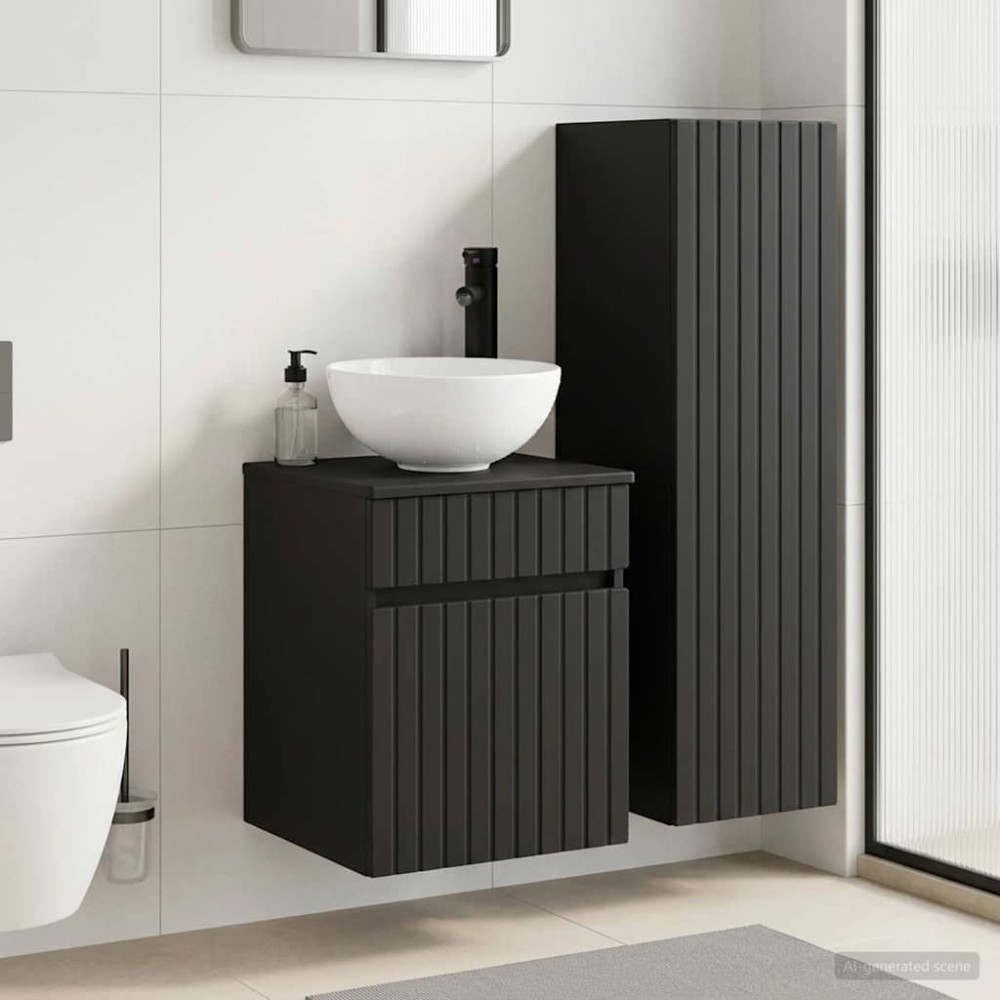 vidaXL Σετ Επίπλων Μπάνιου 2 τμχ. Μαύρο 33 x 34,5 x 100 εκ