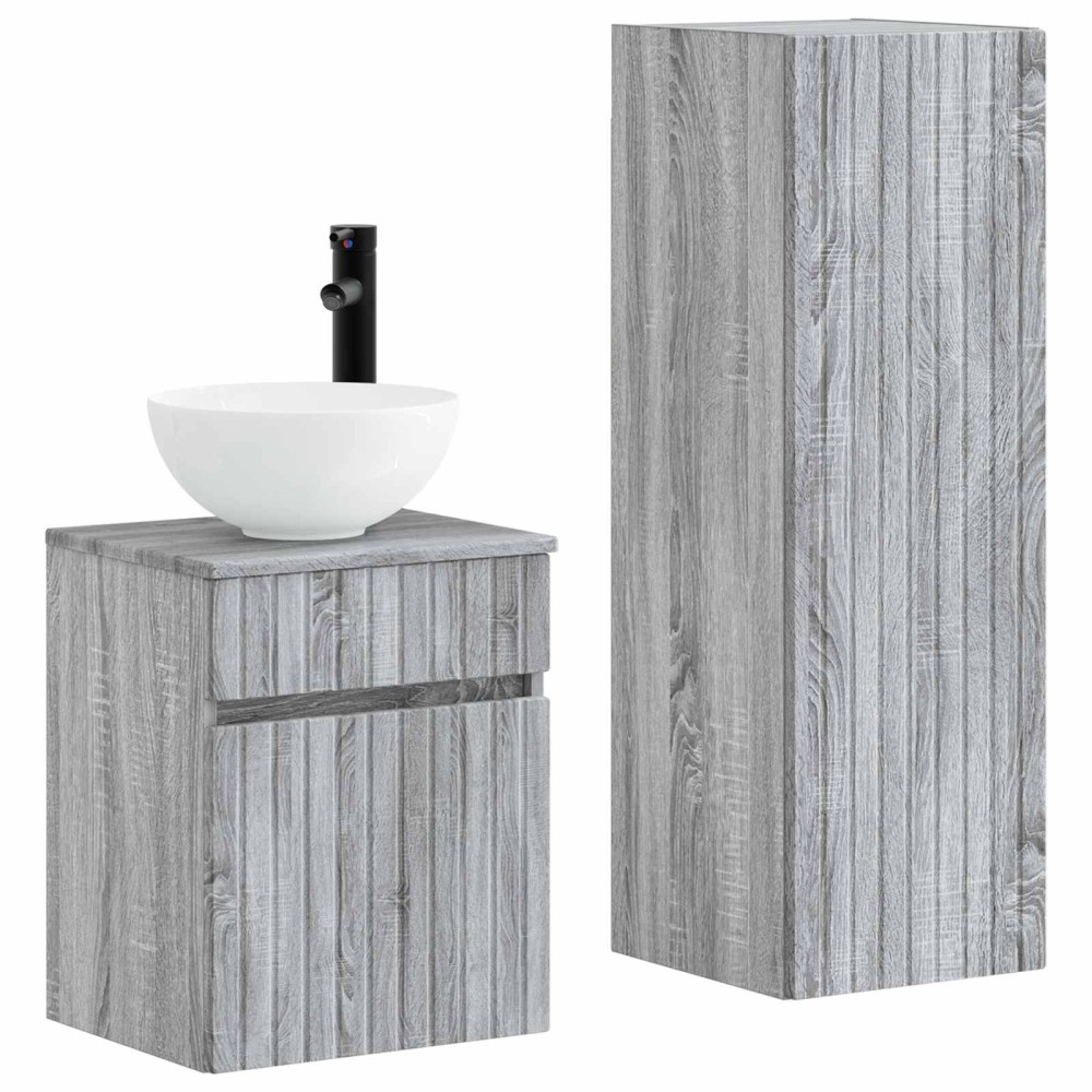 vidaXL Σετ Επίπλων Μπάνιου 2 τμχ. Γκρι Sonoma 33 x 34,5 x 100 εκ