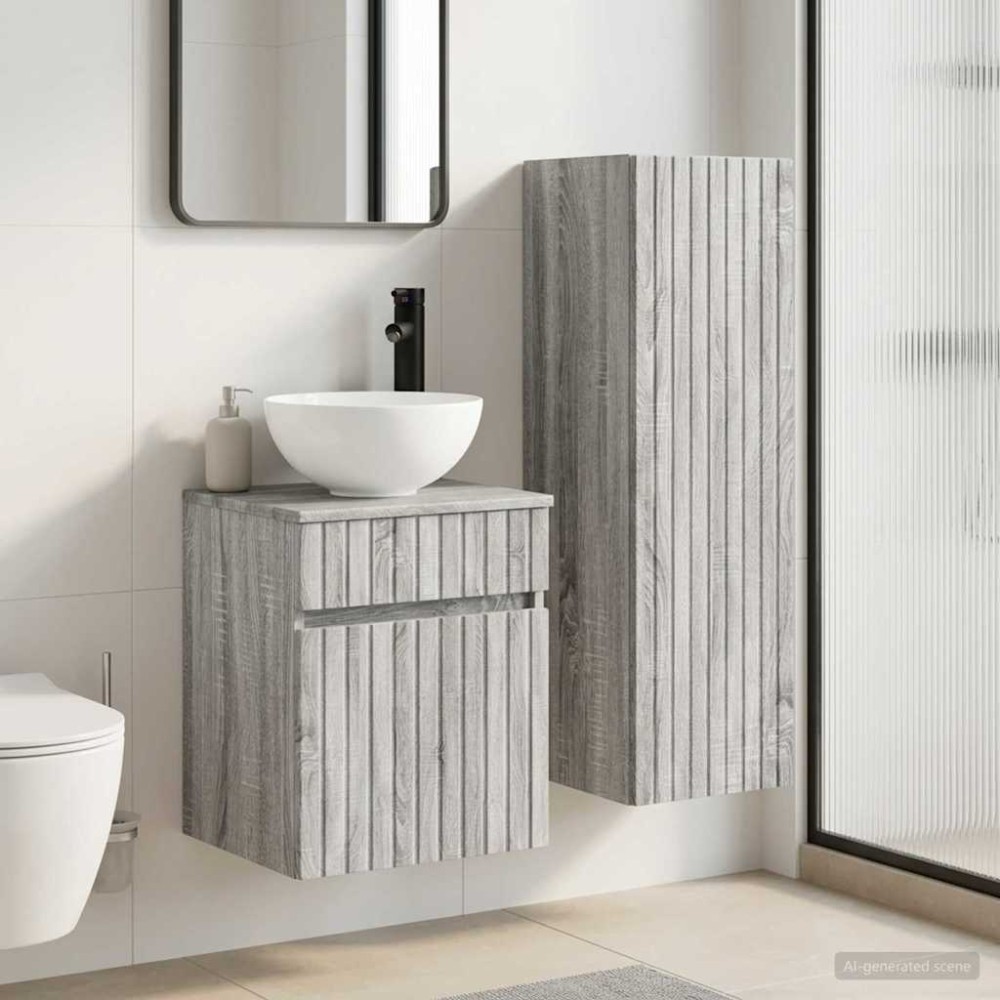 vidaXL Σετ Επίπλων Μπάνιου 2 τμχ. Γκρι Sonoma 33 x 34,5 x 100 εκ