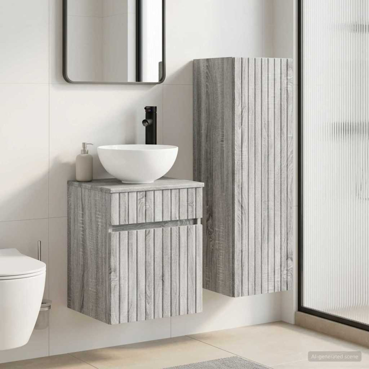 vidaXL Σετ Επίπλων Μπάνιου 2 τμχ. Γκρι Sonoma 33 x 34,5 x 100 εκ