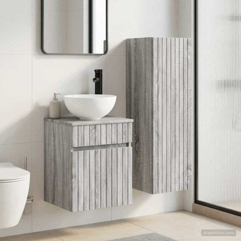 vidaXL Σετ Επίπλων Μπάνιου 2 τμχ. Γκρι Sonoma 33 x 34,5 x 100 εκ