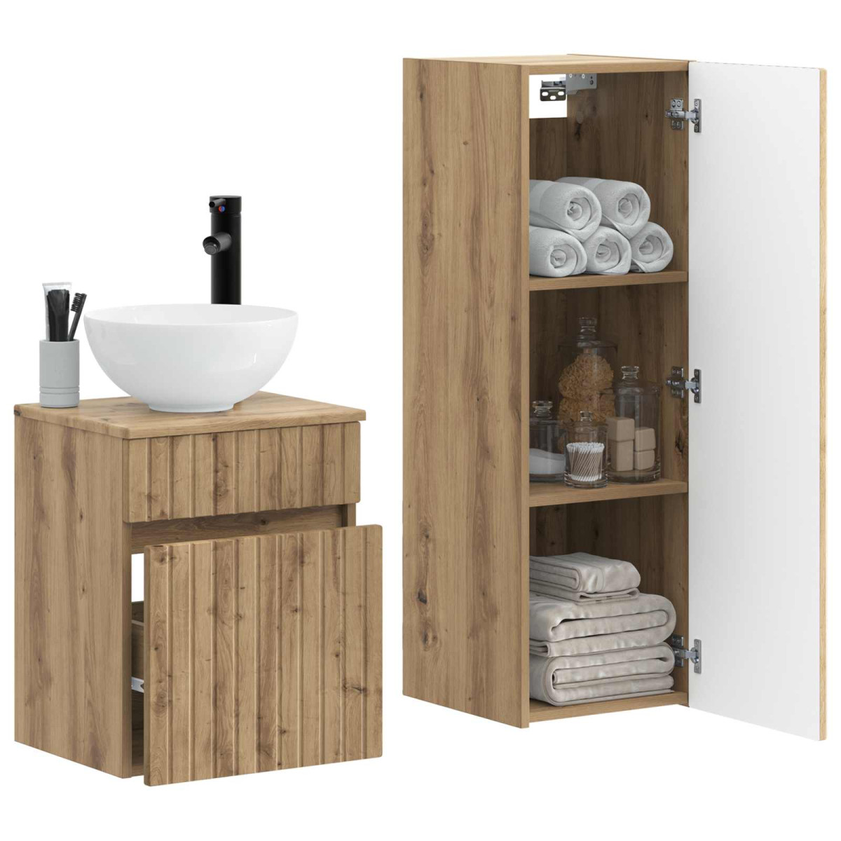vidaXL Σετ Επίπλων Μπάνιου 2 τμχ. Artisan Δρυς 33 x 34,5 x 100 εκ