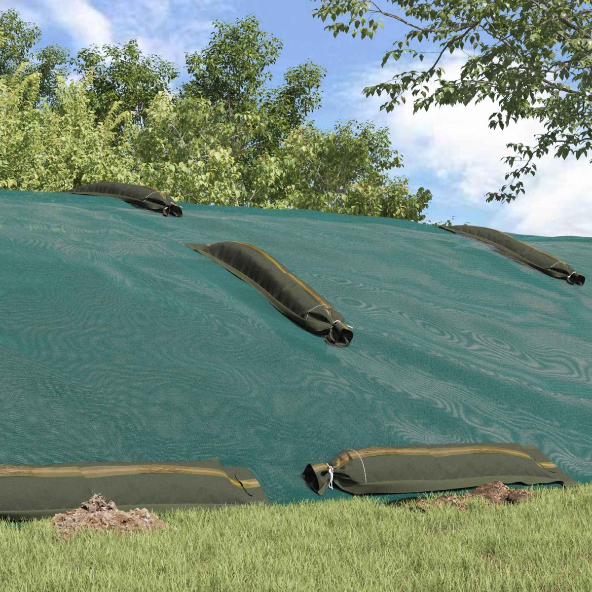 vidaXL Σακιά με άμμο 10 τμχ. Σκούρο Πράσινο 100 x 25 cm HDPE