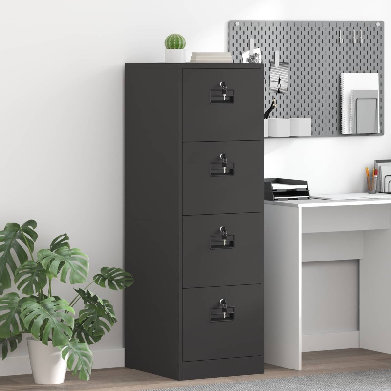 vidaXL Ντουλάπα Αρχείων Μαύρο 44 x 50 x 139 εκ Ψυχρής Έλασης Χάλυβας