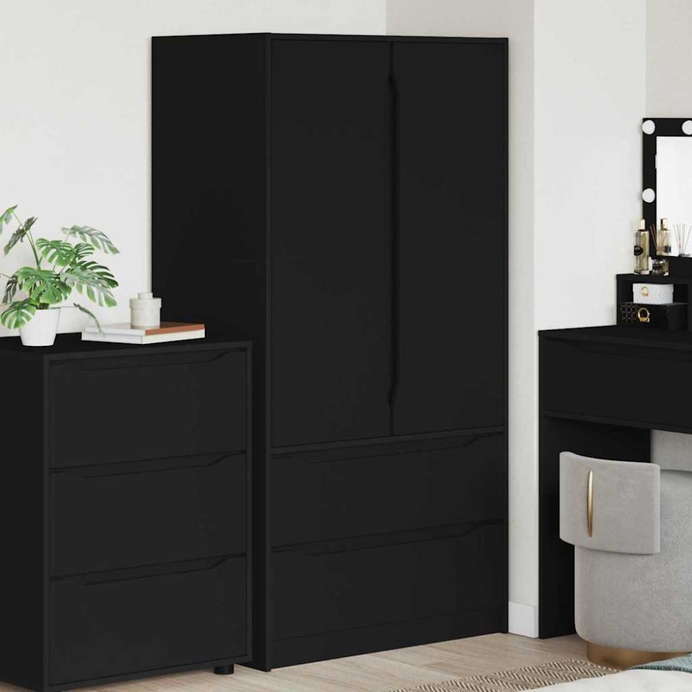 vidaXL Ντουλάπι Μαύρο 79,5 x 49 x 156 εκ Μηχανικά επεξεργασμένο ξύλο