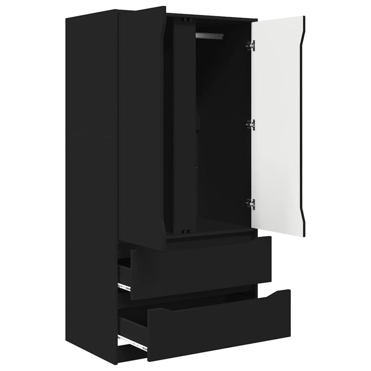 vidaXL Ντουλάπι Μαύρο 79,5 x 49 x 156 εκ Μηχανικά επεξεργασμένο ξύλο
