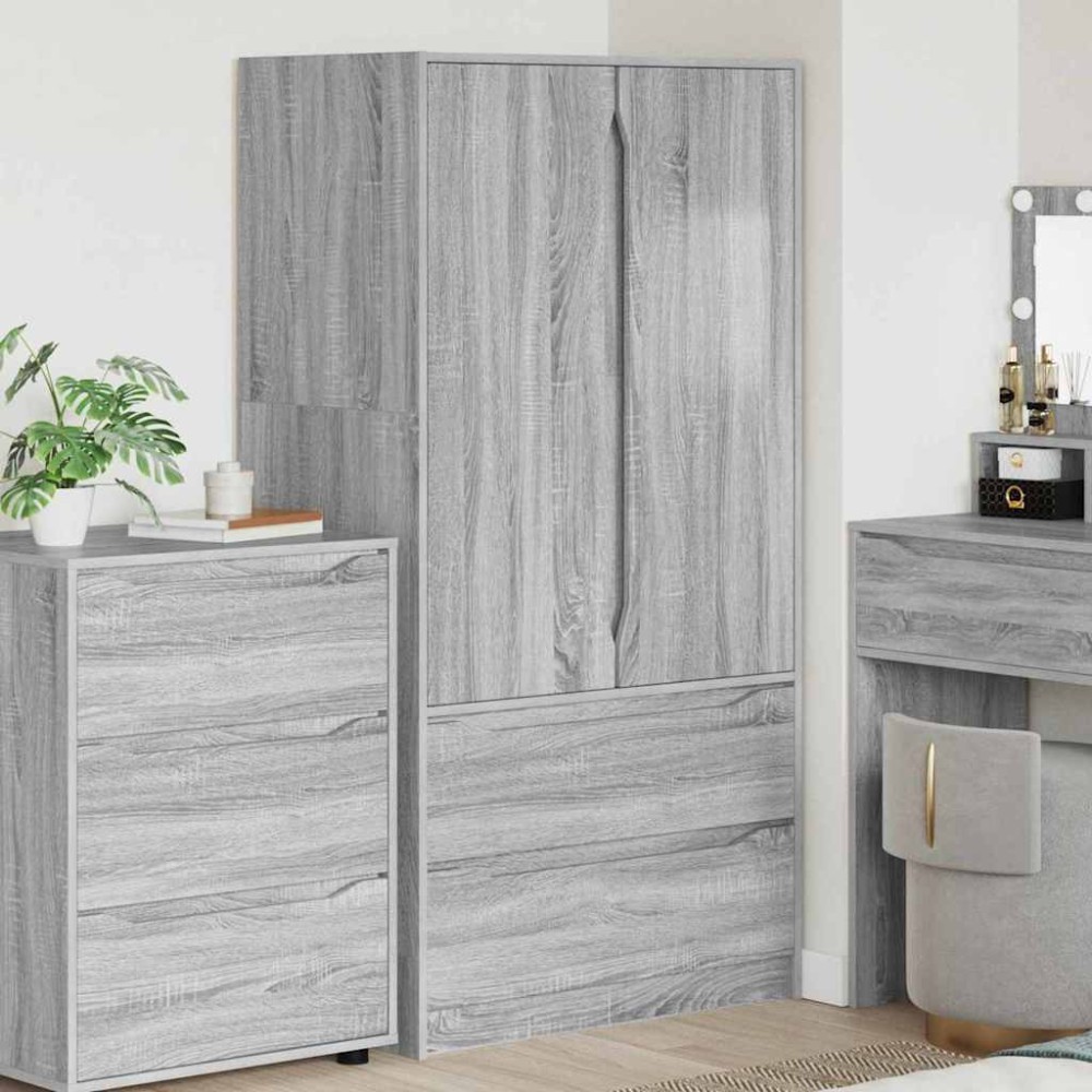 vidaXL Ντουλάπι με συρτάρι με πόρτα Γκρι Σονομά 79,5 x 49 x 156 εκ