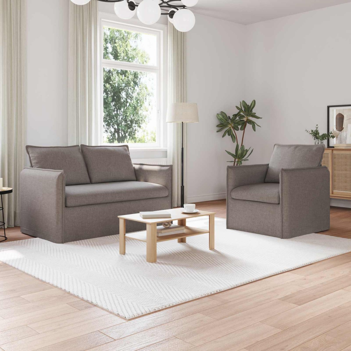 vidaXL Σετ Καναπέ 2 τμχ. Taupe Ύφασμα