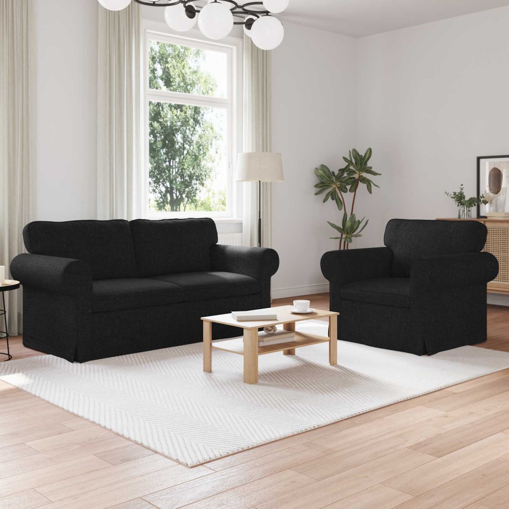 vidaXL Σετ Καναπέ 2 τμχ. Μαύρο ύφασμα