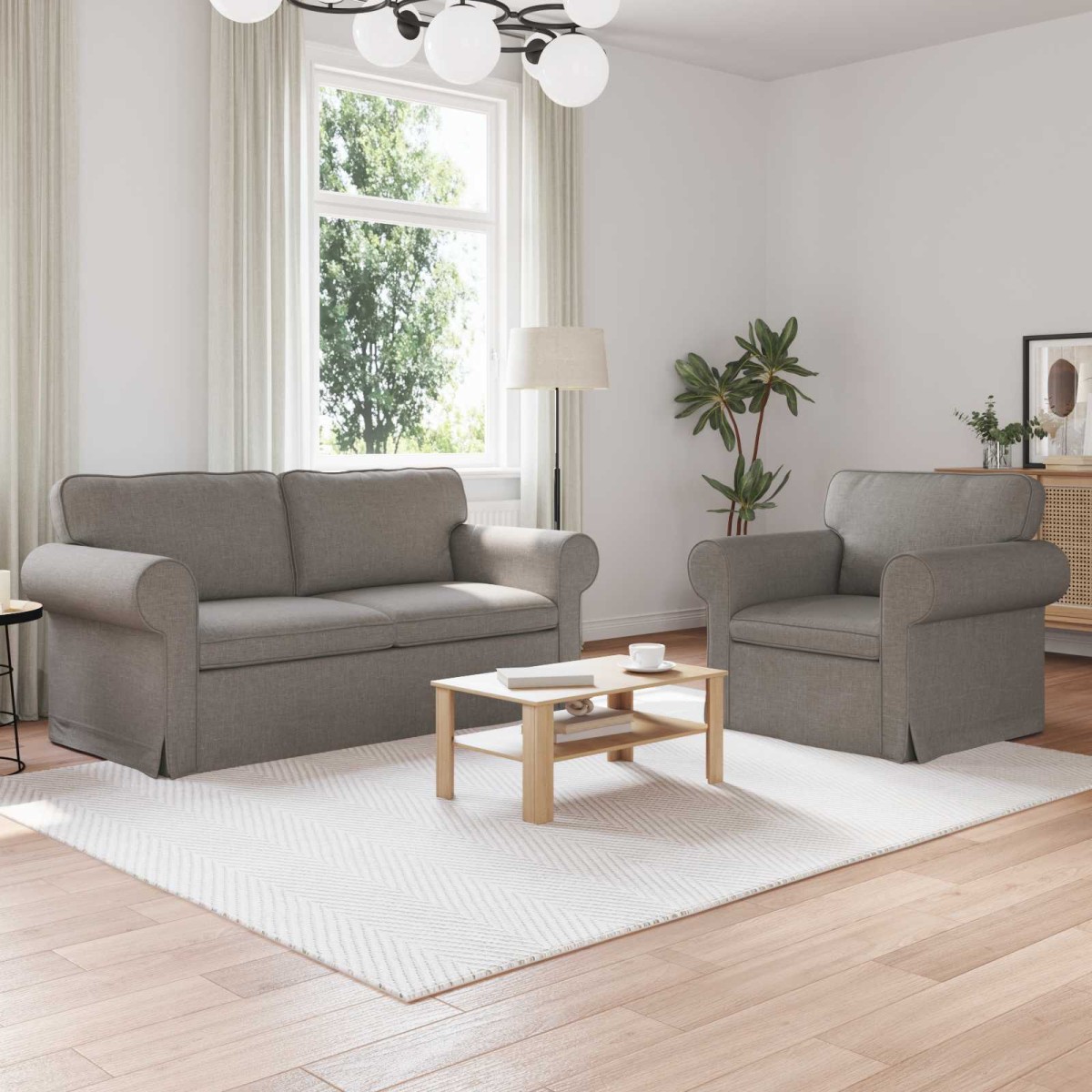 vidaXL Σετ Καναπέ 2 τμχ. Taupe ύφασμα