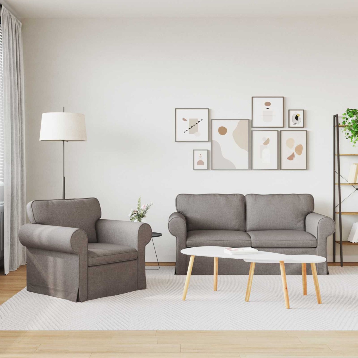vidaXL Σετ Καναπέ 2 τμχ. Taupe ύφασμα