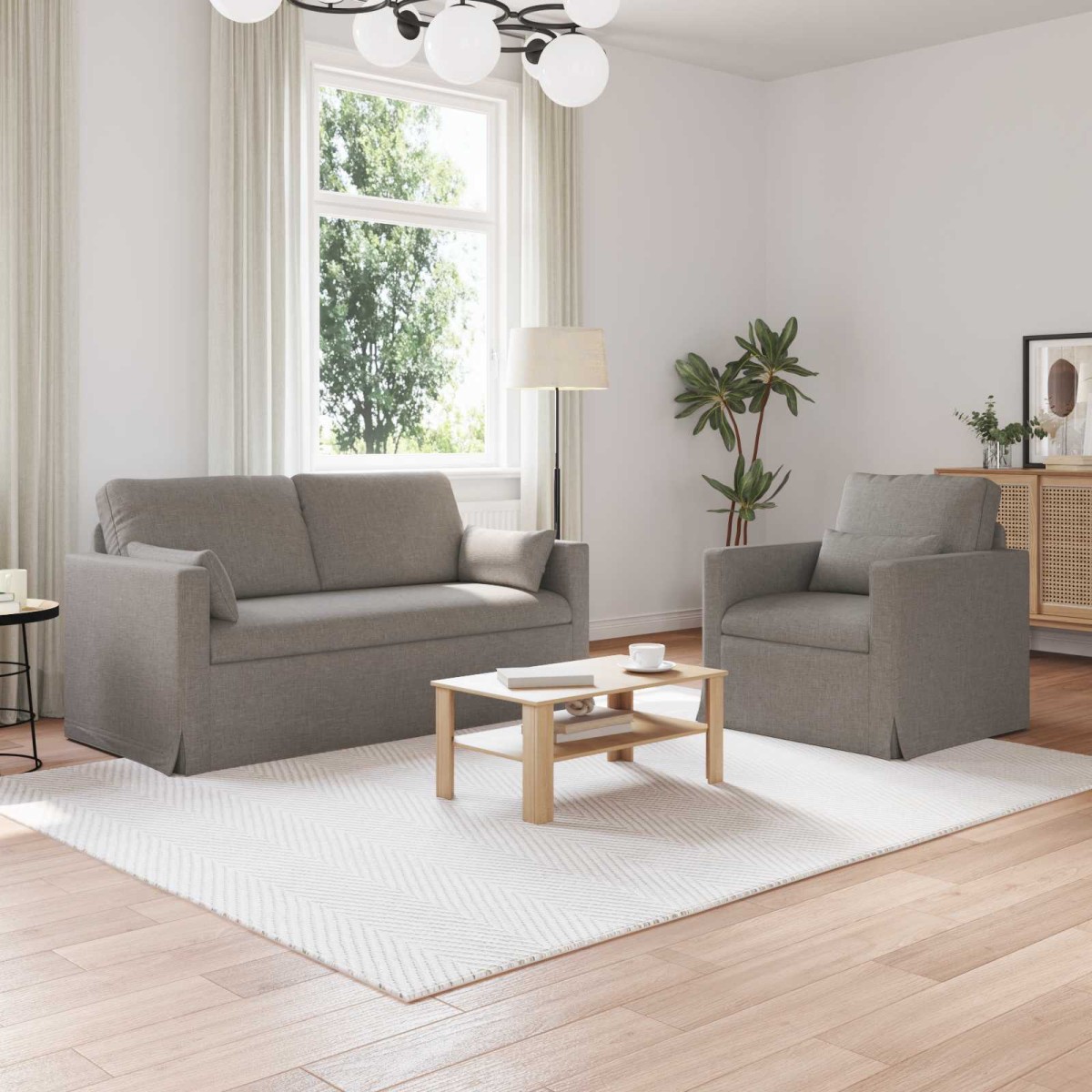 vidaXL Σετ Καναπέ 2 τμχ. Taupe ύφασμα