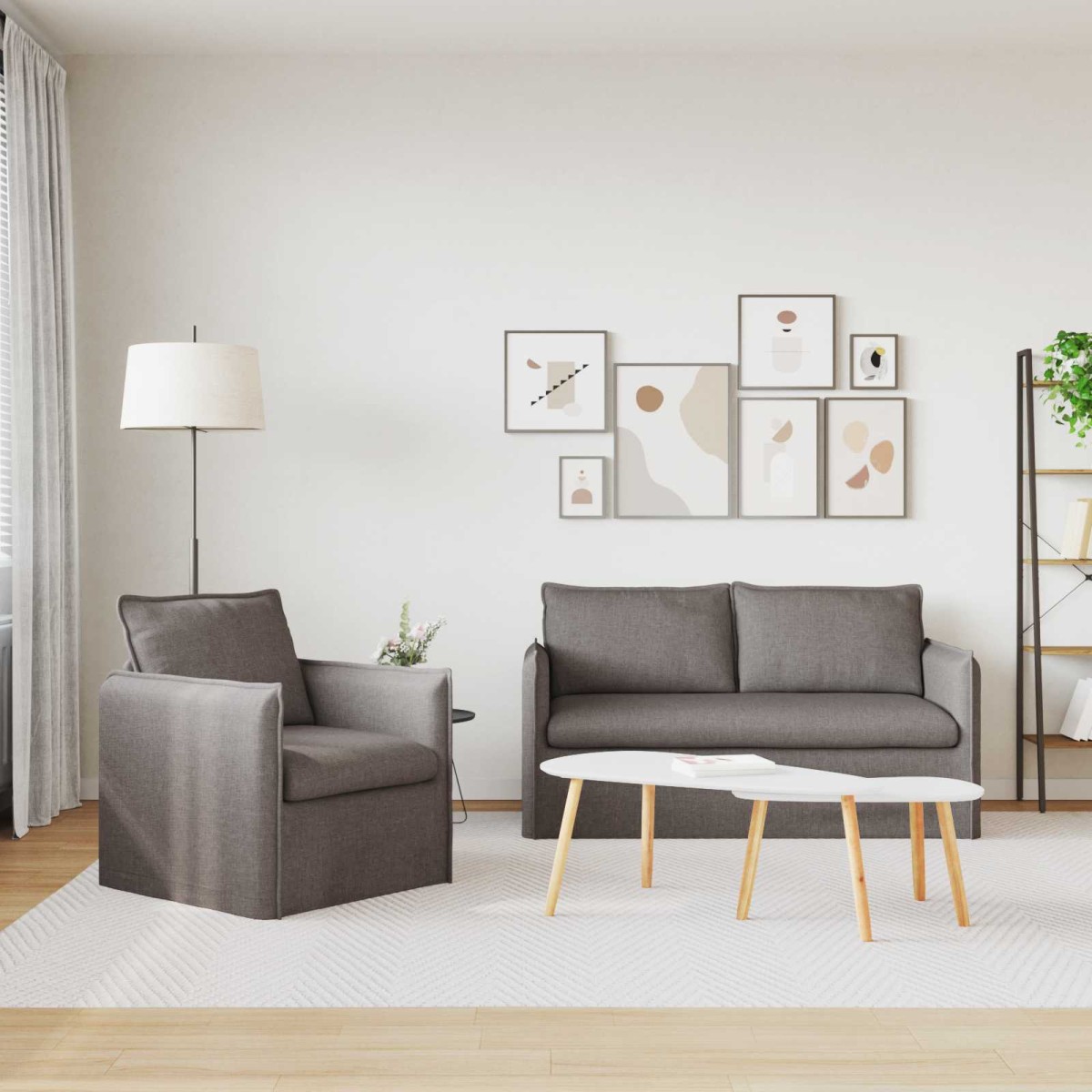 vidaXL Σετ Καναπέ 2 τμχ. Taupe Ύφασμα