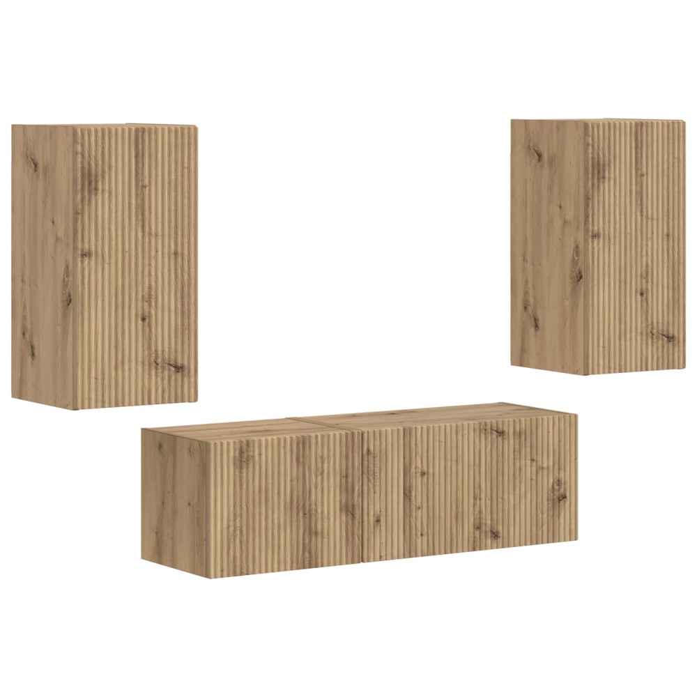 vidaXL Σετ τοίχου για τηλεόραση 4 τμχ. Artisan Oak Επεξεργασμένο Ξύλο