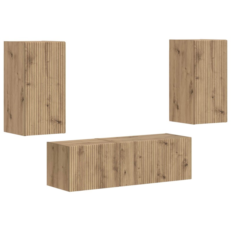 vidaXL Σετ τοίχου για τηλεόραση 4 τμχ. Artisan Oak Επεξεργασμένο Ξύλο