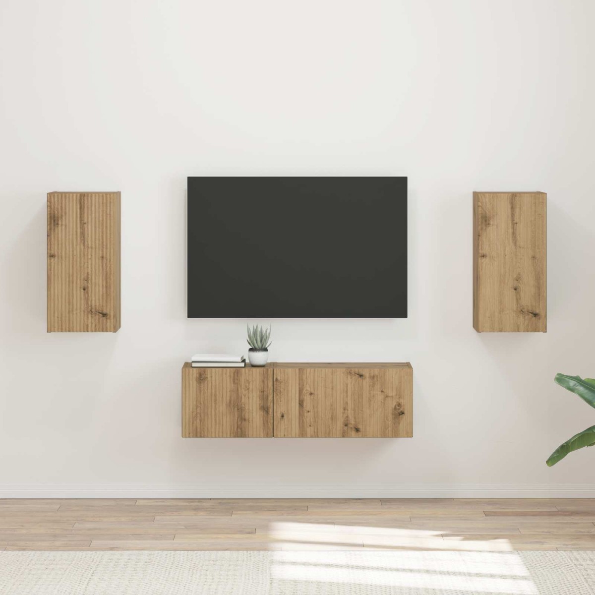 vidaXL Σετ τοίχου για τηλεόραση 4 τμχ. Artisan Oak Επεξεργασμένο Ξύλο