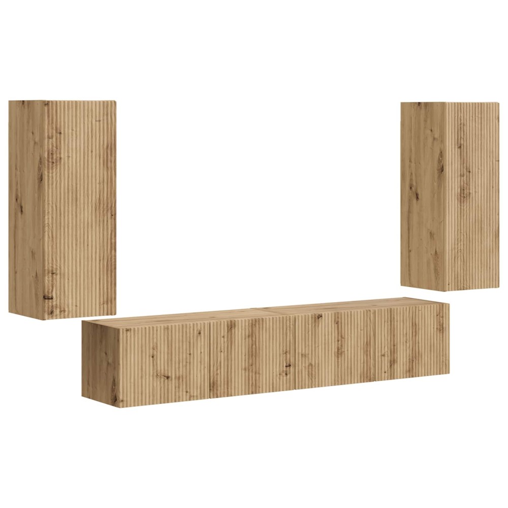 vidaXL Σετ τοίχου για τηλεόραση 4 τμχ. Artisan Oak Επεξεργασμένο Ξύλο