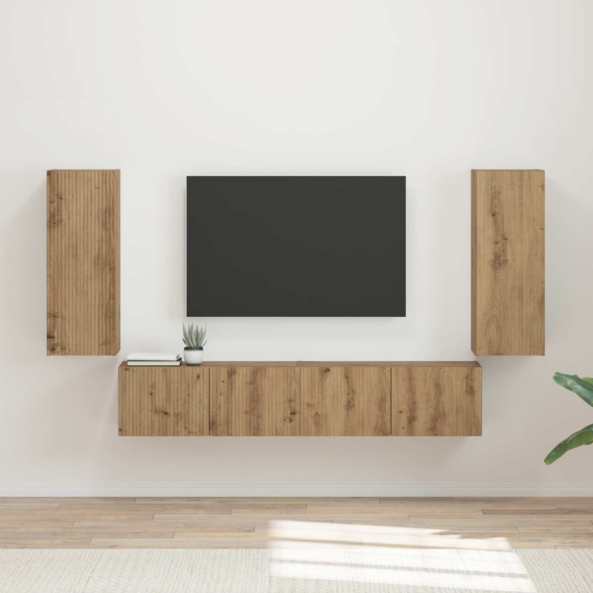 vidaXL Σετ τοίχου για τηλεόραση 4 τμχ. Artisan Oak Επεξεργασμένο Ξύλο