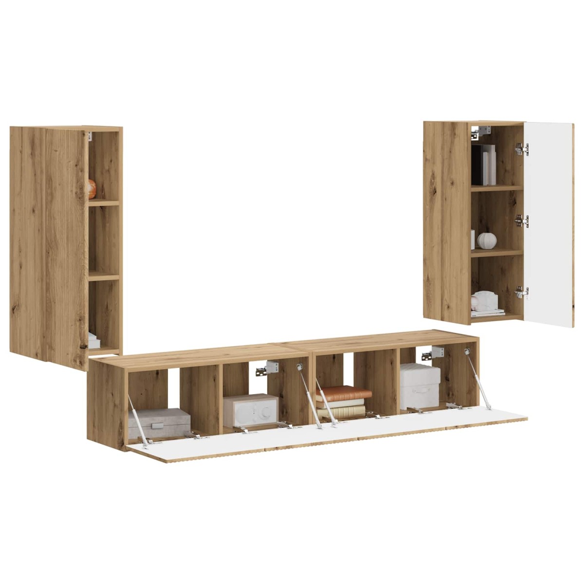 vidaXL Σετ τοίχου για τηλεόραση 4 τμχ. Artisan Oak Επεξεργασμένο Ξύλο