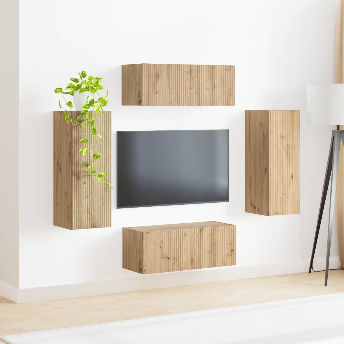 vidaXL Σετ τοίχου για τηλεόραση 4 τμχ. Artisan Oak Επεξεργασμένο Ξύλο