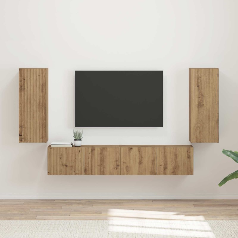 vidaXL Σετ τοίχου για τηλεόραση 4 τμχ. Artisan Oak Επεξεργασμένο Ξύλο