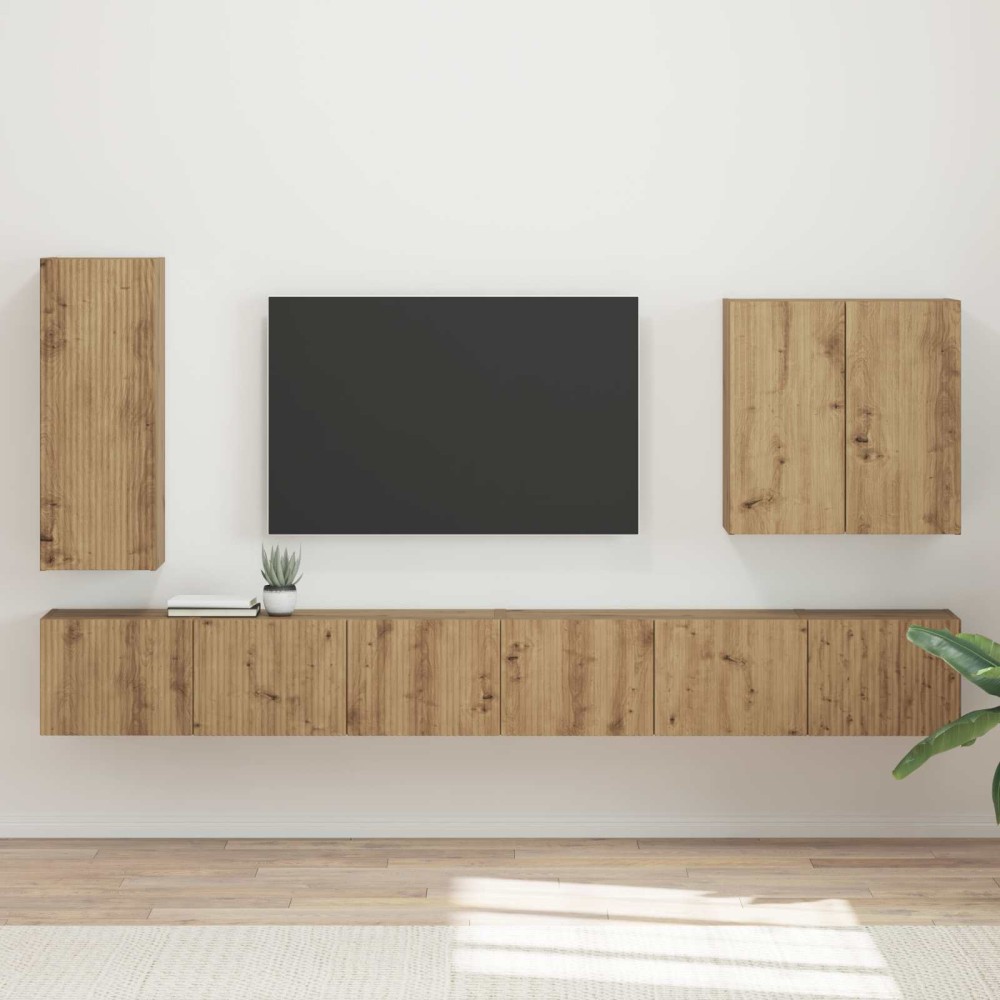 vidaXL Σετ τοίχου για τηλεόραση 6 τμχ. Artisan Oak