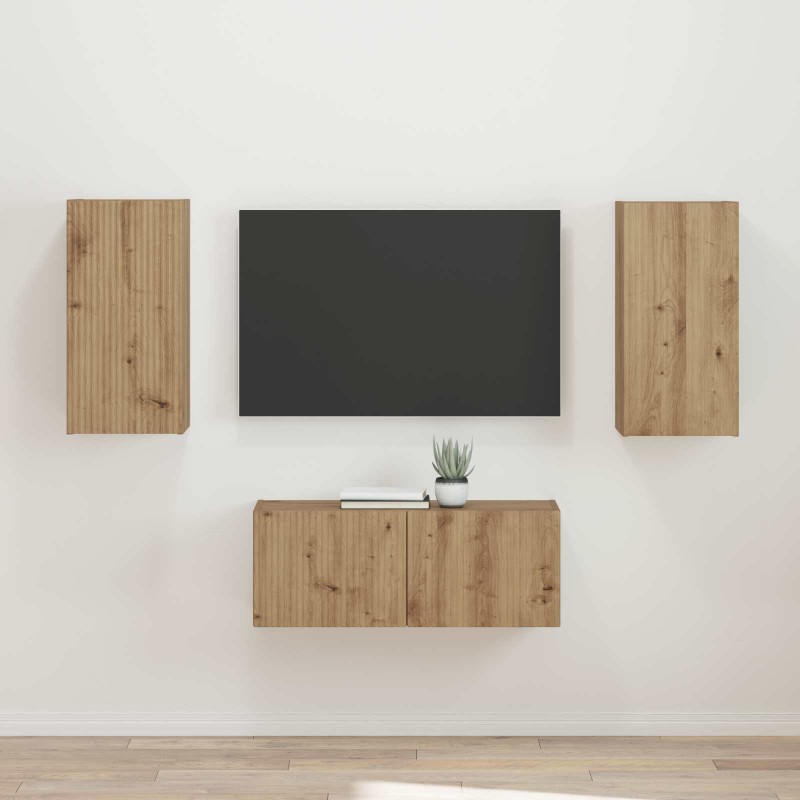vidaXL Σετ επίπλου τηλεόρασης 2 τμχ. Artisan Oak Επεξεργασμένο Ξύλο