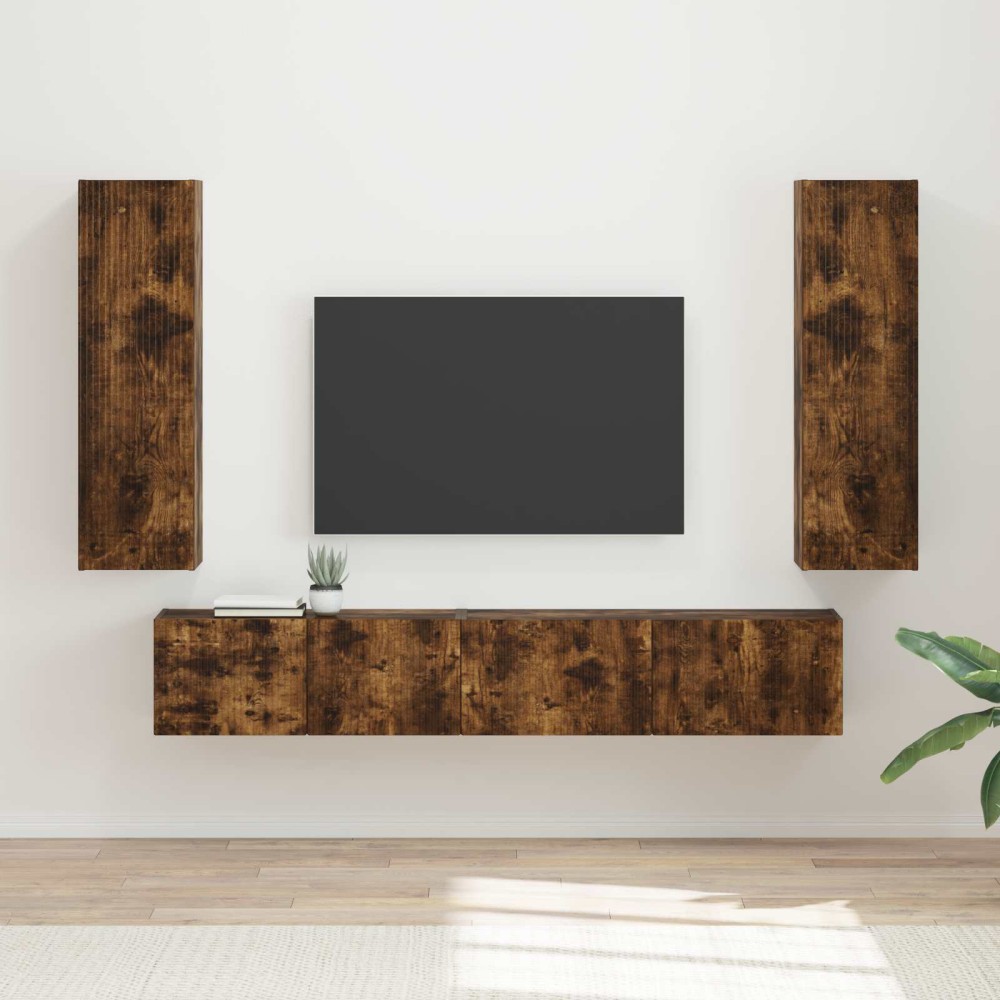 vidaXL Σετ επίπλου τηλεόρασης 3 τμχ. Καπνιστό Δρύς Επεξεργασμένο Ξύλο