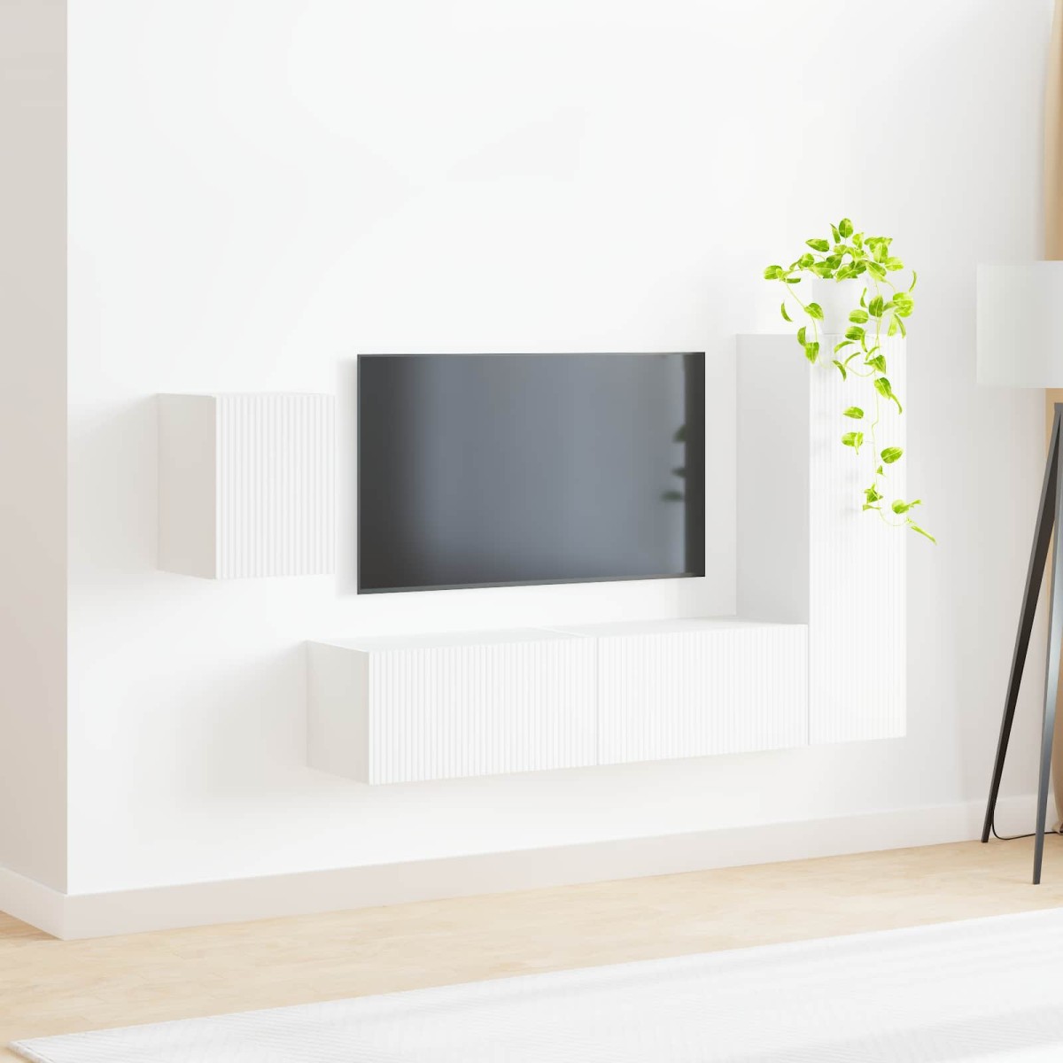 vidaXL Σετ επίπλου τηλεόρασης 4 τμχ. Λευκό Επεξεργασμένο Ξύλο