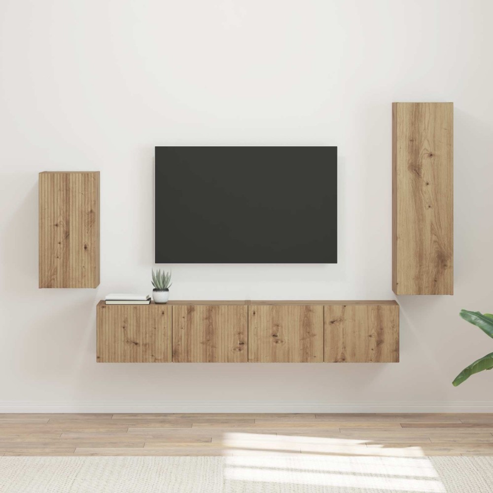 vidaXL Σετ επίπλου τηλεόρασης 4 τμχ. Artisan Oak Επεξεργασμένο Ξύλο
