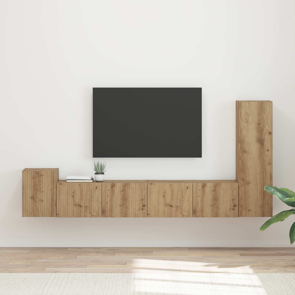 vidaXL Σετ επίπλου τηλεόρασης 3 τμχ. Artisan Oak Επεξεργασμένο Ξύλο