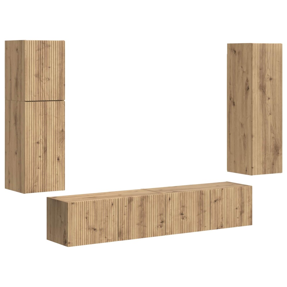 vidaXL Σετ επίπλου τηλεόρασης 4 τμχ. Artisan Oak Επεξεργασμένο Ξύλο