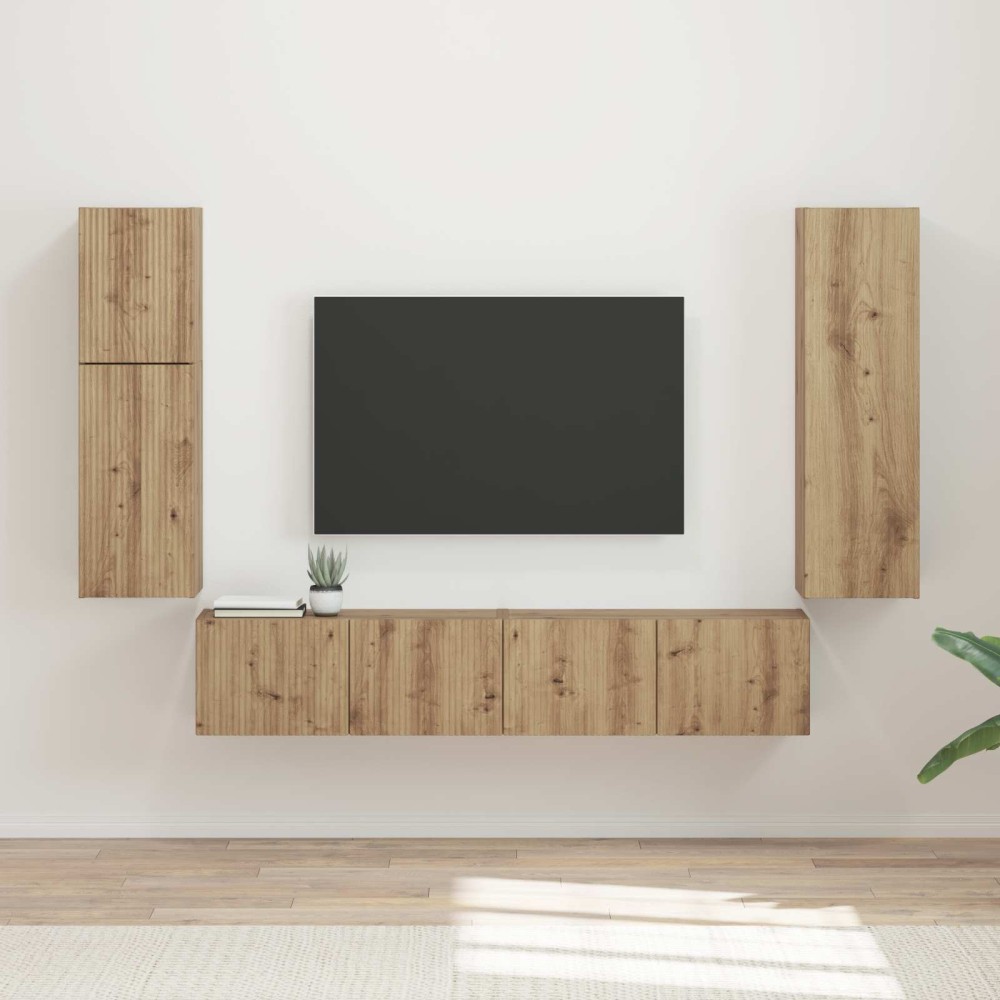 vidaXL Σετ επίπλου τηλεόρασης 4 τμχ. Artisan Oak Επεξεργασμένο Ξύλο